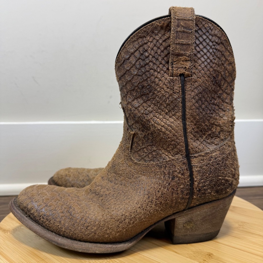Ariat Western Boots Womens 6.5 Brown Snakeskin Leather Zip Cowgirl Boho Rustic - Picture 3 of 8